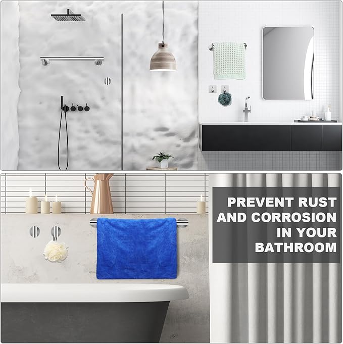 Blulu 28 Pcs Bathroom Hardware Set Stainless Steel Bathroom Accessories Set, Including 16'' Bath Towel Bar, Towel Rings, Robe Hooks, Toilet Paper Holders, Wall Mounted (Silver)