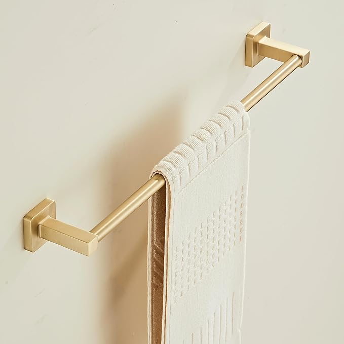 Wall Mounted Towel Rack for Bathroom, 18 Inch Brushed Light Gold Towel Bar with Stainless Rack and Hand Towel Holder, Bathroom Towel Racks and Shower Towel Rack (Gold, 20 Inch)