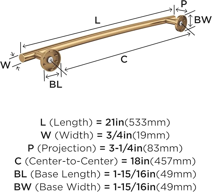 Amerock BH26543CZ | Champagne Bronze Towel Bar | 18 in (457 mm) Towel Rack | Arrondi | Bathroom Towel Holder | Bathroom Hardware | Bath Accessories