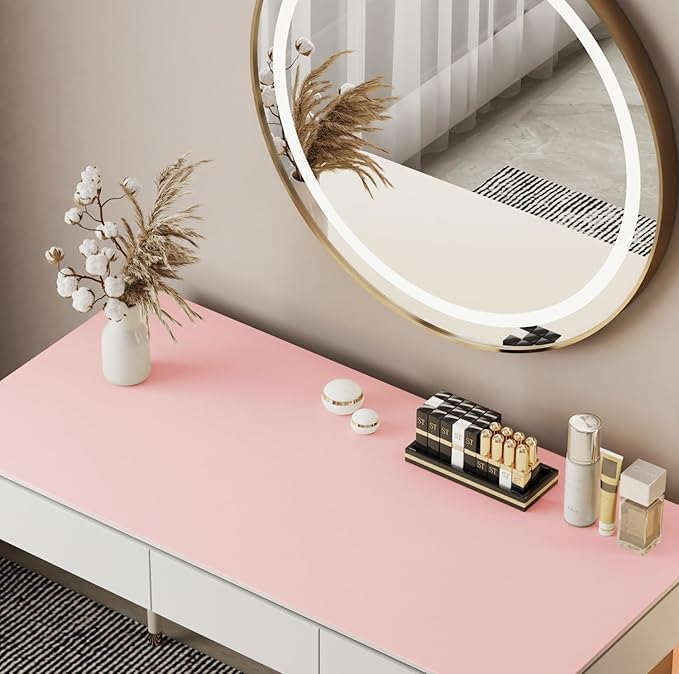 39.37" * 15.7" Large Makeup Mat for Vanity Top Protector, Waterproof, Non-Slip Vanity mat.Vanity mat Protector for Makeup,Vanity Protector mat and Dresser Protector top.(Pink)