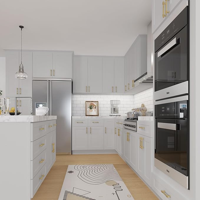 ROOMTEC Light Gray Wood Wall Cabinet, RTA Single Door Medicine Cabinet with Adjustable Shelves and Soft-Close Door for Kitchen, Bathroom, and Laundry. 12" D*15" W*36" H