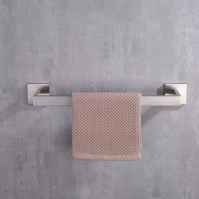 TASTOS 16 Inch Towel Bar Rack Brushed Nickel, Stainless Steel Modren Square Towel Holder for Bathroom Kitchen Wall Mounted