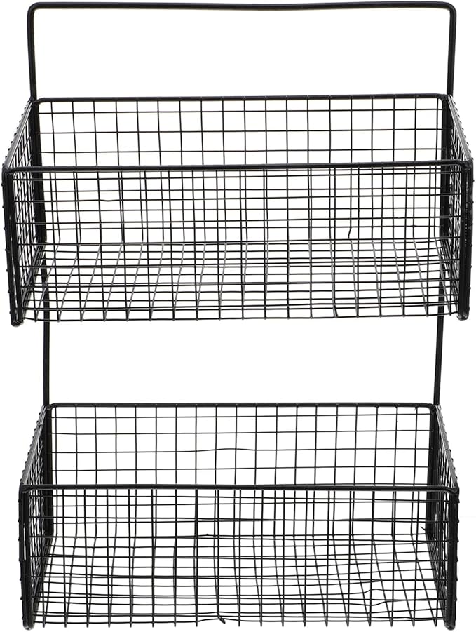 Zerodeko Wall-Mounted Iron Storage Rack Multi-Function Draining Shelf for Bathroom Kitchen Toilet Space-Saving Double-Layer Organizer Black Compact Design