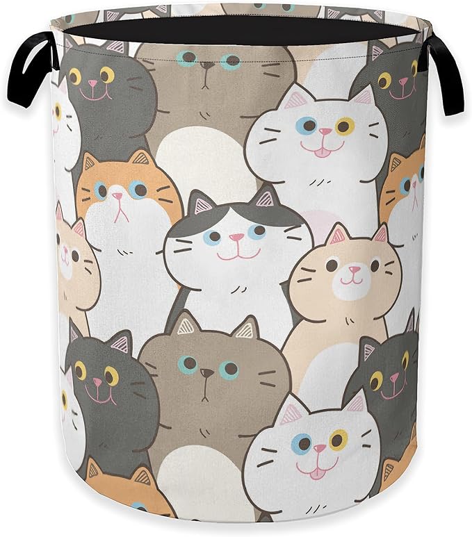 Laundry Hamper,Cute Cats Laundry Basket,Cartoon Animal Portable Collapsible Laundry Room Organization Storage for Dorm Room,Nursery,Bathroom,Bedroom,16x20 Inch
