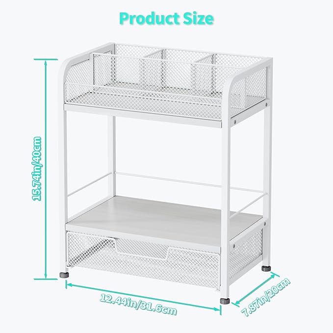 HapiRm Makeup Organizer Countertop with Drawer - Large Capacity Vanity Organizer with Dividers, Bathroom and Bedroom Desk Cosmetic Display Case for Storage Skincare, Makeup Brush, Dresser, Perfume