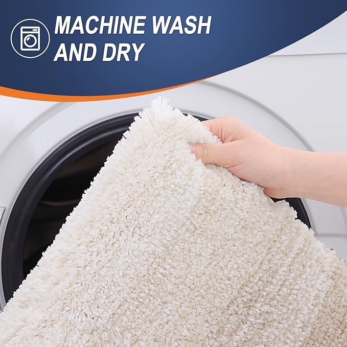 OLANLY Bathroom Rugs Mat 34x21, Extra Soft Absorbent Microfiber Bath Rugs, Rubber Backing, Quick Dry, Machine Washable Bath Mats for Bathroom Floor, Tub and Shower, Home Decor Accessories, Light Beige