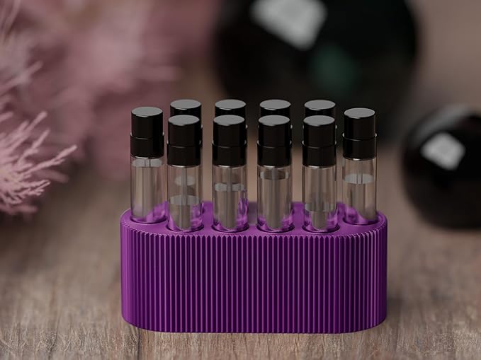 Perfume Sample Organizer for Bathroom or Vanity ?€? Ideal Makeup and Skincare Storage, Desk and Bathroom Counter Organizer, Gift for Her (2mL Purple - Fits Mini Perfume Samples)