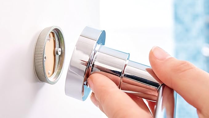 tesa LUUP Glass Bathroom Shelf - No Drill Shelf Made of Satined Glass and Chrome-Plated Metal - Stainless - Waterproof - Includes Removable Adhesive Solution