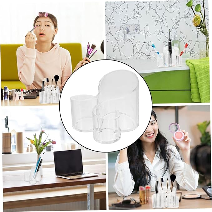 1pc Transparent Makeup Brush Holder Creative Cosmetic Tool Container Pen Storage Box for Eyeliner Lipstick and Office Supplies Organization