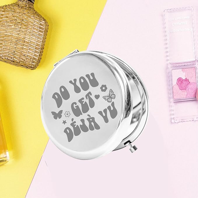 KEYCHIN Music Album Pocket Mirror Singer Fans Gifts Do You Get Deja Vu Music Song Lyrics Compact Makeup Mirror for Women Girls Teenagers (Deja Vu -S)