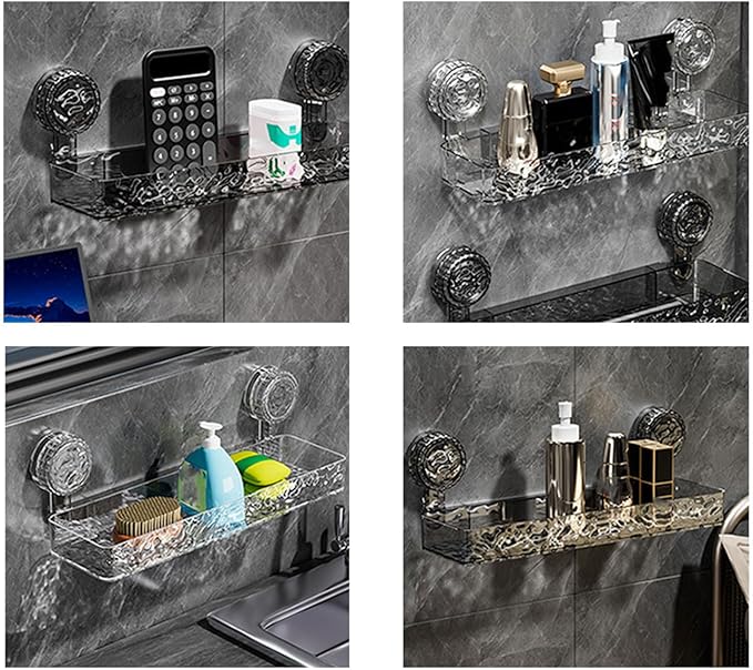 Strong Suction Bathroom Shelf Space Saving Easy Installation for Smooth Surfaces Great for Organizing Toiletries Student Dorm Bathroom Storage