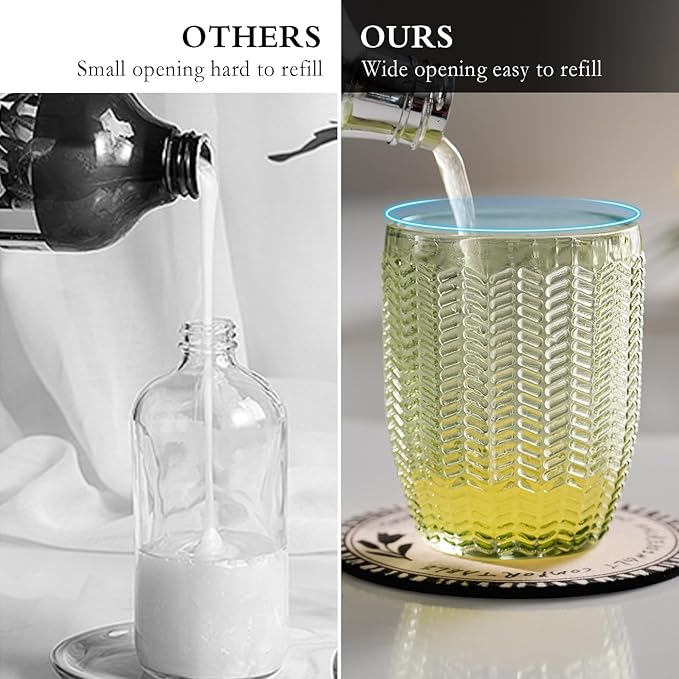 CICUFY Foaming Hand Soap & Lotion Dispenser, Refillable Glass with Large Gold Pump(Barrel Pattern-Green)