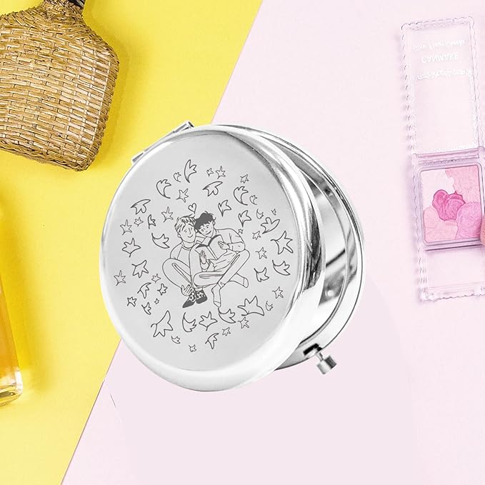 KEYCHIN Nick and Charlie Pocket Mirror LGBT Pride Gifts Compact Makeup Mirror for TV Show Fans (Hi Leaves-S)