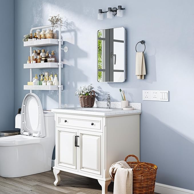 16x24 Inch Medicine Cabinet with Mirror for Bathroom, Silver Aluminum Bathroom Medicine Cabinet, Recessed or Wall Mount Medicine Chest Over Sink, Modern Farmhouse Style, Fully Assembled