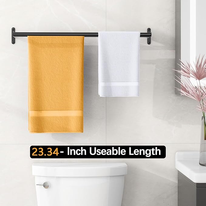 Double Towel Bar, MKO 24Inch Towel Racks for Bathroom, Black Double Bath Towel Bar for Bathroom Wall, Heavy Duty, Stainless Steel