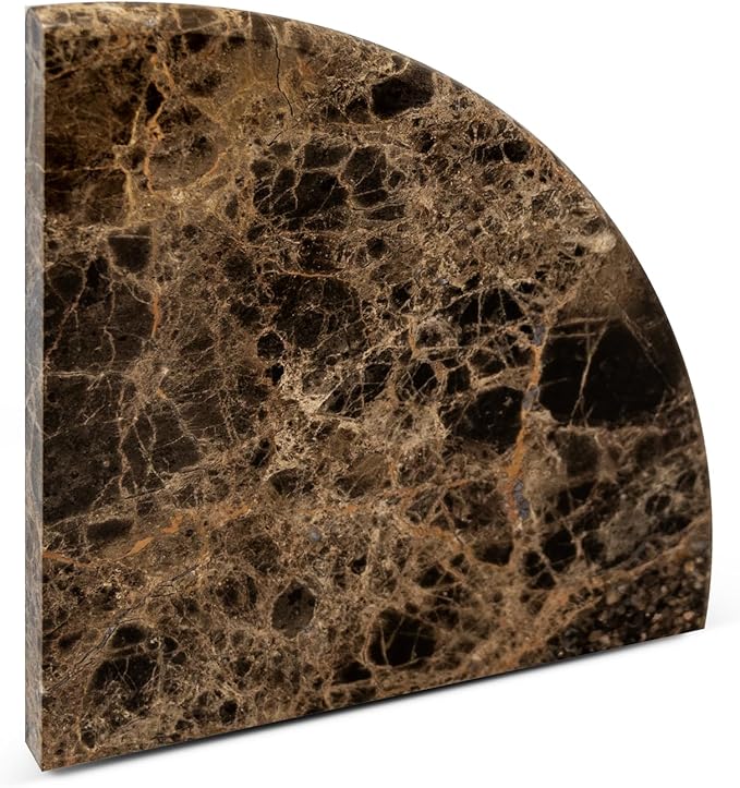 9'' x 9'' x 0.75 Thickness Premium Marble Corner Shelves for Bathroom Wall (Dark Emperador)