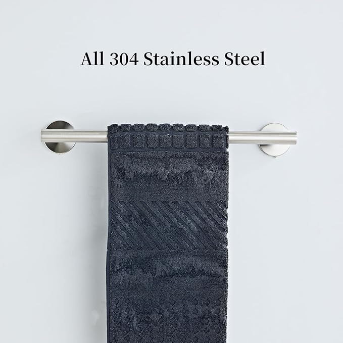 Bath Towel Bar, 12 Inch 304 Stainless Steel Thicken Towel Holder for Bathroom Wall, Towel Holder Brushed Nickel Finished Wall Mount (Total Length 14-Inch)