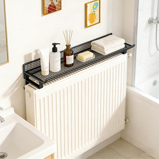 Radiator Shelf No-Punch Installation Storage Space with Side Rails for Office, Hallway, Living Room, Kitchen, Bedroom, Bathroom(A,27.56 in/70cm)