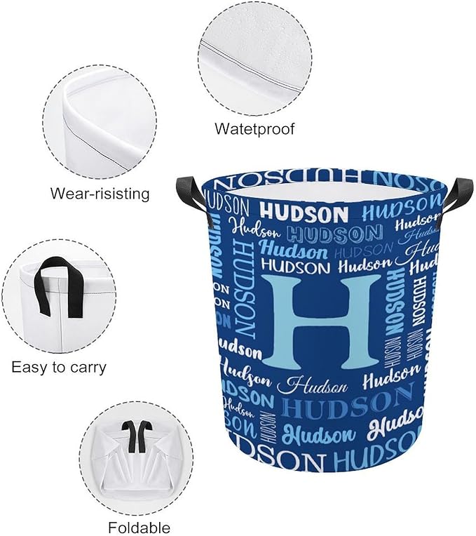 Personalized Laundry Baskets with Name,Custom Laundry Hamper for Kids Baby Adults,Collapsible Clothes Storage Organizer,One Size