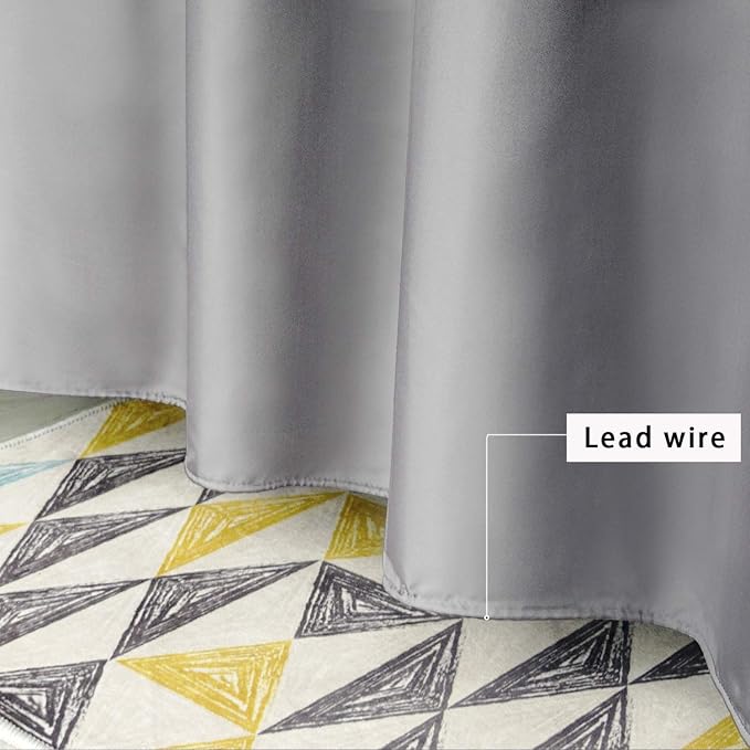UFRIDAY 96 inch Long Shower Curtain,XLong Light Grey and White Fabric Shower Curtain for Bathroom with Mesh Window, Weighted Bottom Hem, Machine Washable, Extra Long, 72 x 96 Inches