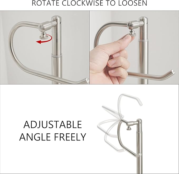 RFOUO Hand Towel Holder Stand,Standing Towel Racks for Bathroom,Hand Towel Holder for Bathroom Kitchen Vanity Countertops,Stainless Steel Adjustable Towel Bar 16.5-26 Inch(Brushed Nickel)