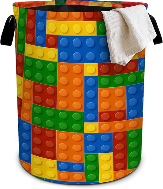 Colorful Building Blocks Laundry Basket Laundry Hamper With Handles Collapsible Laundry Baskets Storage Basket For Room Bathroom Bedroom Decor