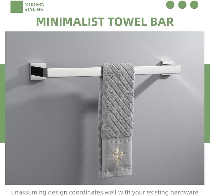 Bath Towel Bar 23.74", Angle Simple SUS304 Stainless Steel Bathroom Towel Holder, Shower Towel Rod, Single Towel Hanger Bar, Clothing Towel Rack for Wall, Polished Chrome