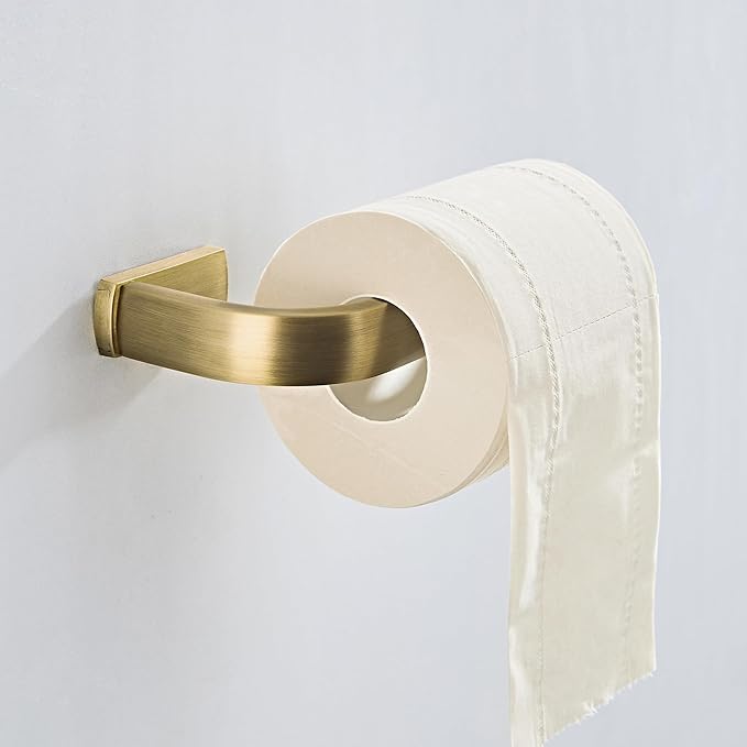 Flybath Toilet Paper Holder Antique Brass Toilet Roll Tissue Dispenser for Bathroom Wall Mounted, Brushed Brass