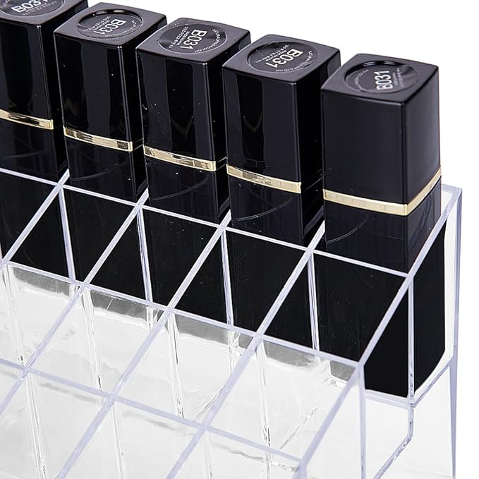 HBlife Lipstick Holder - 40 Space Clear Acrylic Lipstick Organizer Display Stand for Cosmetics, Makeup, Brushes, Bottles and More