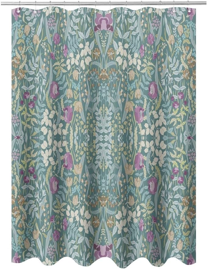 Vintage Botanical Shower Curtain William Morris Designs Green Jungle Fruit Print Shower Curtain Set Polyester Interior Waterproof Shower Curtain with 12 Hooks 66x72 Inches(168x183cm)