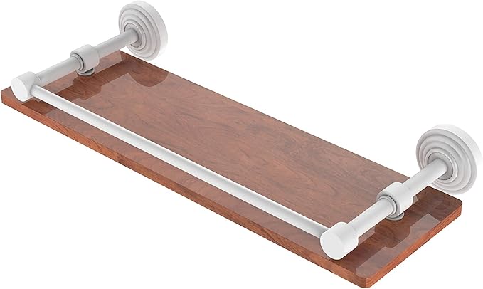 Allied Brass WP-1-16-GAL-IRW Waverly Place Collection 16 Inch Solid IPE Ironwood Gallery Rail Wood Shelf, Matte White