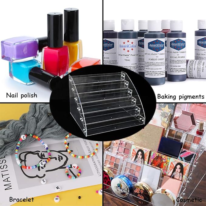 Yebeauty Clear Nail Polish Display Holder Organizer, 6 Layers Acrylic Organizer Storage Tray Rack Stand Holder for Cosmetic Eyeglasses Lash Display
