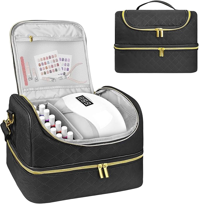 Nail Polish Organizer Case Double Layer Nail Polish Organizer Holds Up to 60 Bottles of 13x9x10 Portable Removable Holder for Supplies