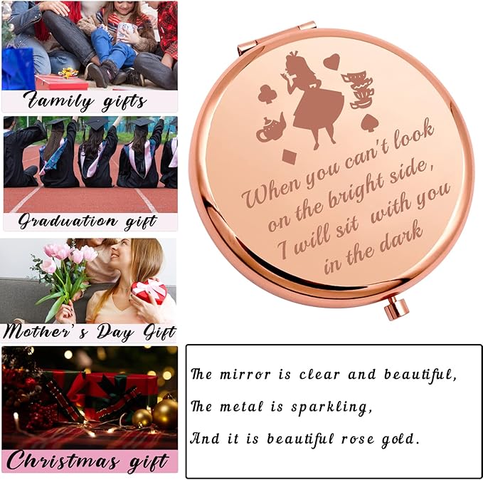 AKTAP Fairy Tale Gifts Princess Fans Compact Mirror I Will Sit with You in The Dark Makeup Mirror for Women