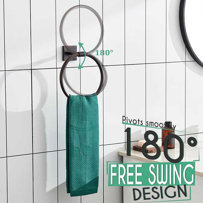 KOKOSIRI Hand Towel Holder Wall Mounted Towel Ring Bathroom Accessories Shower Towel Hanger Rack Stainless Steel Oil Rubbed Bronze, B3010OBR
