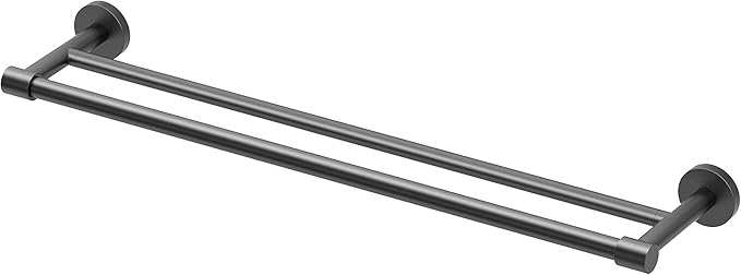 Gatco 4664MX Reveal 24" Double Towel Bar, Matte Black | Wall Mounted Bathroom Double Towel Holder | Towel Rack for Bathroom