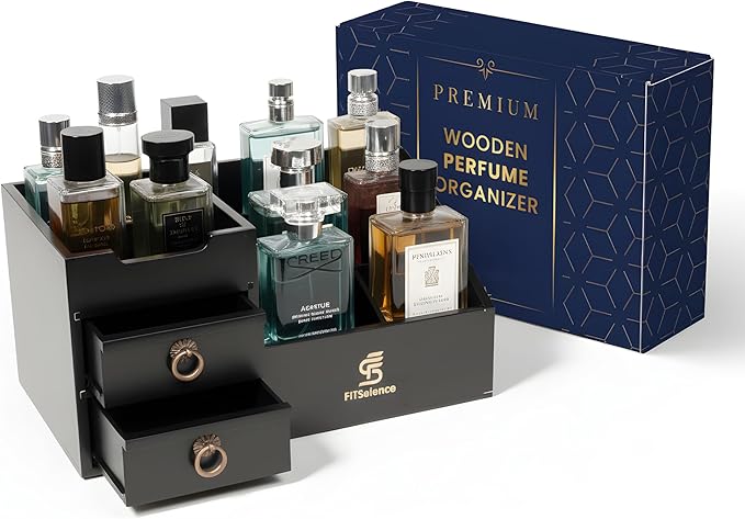 Perfume Organizer - Cologne Organizer for Men - Wooden Cologne Stand - Organizador de Perfumes - Cologne Shelf - Perfume Stand for Women - Black, Brown - Perfume Holder