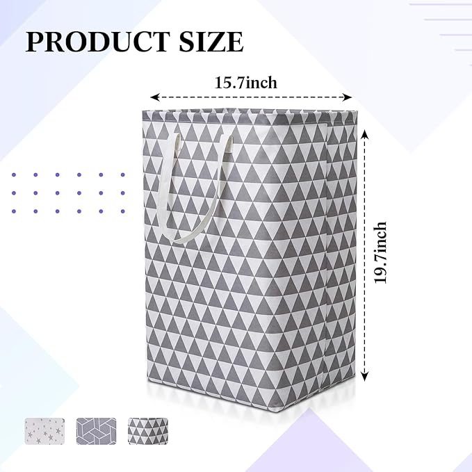 Patelai 3 Pieces Large Laundry Hamper Collapsible Organizer Storage Bin Waterproof Foldable Dirty Clothes Laundry Basket for Home Bathroom(Geometric,16 x 12 x 24 Inch)