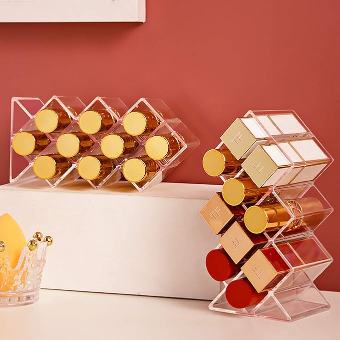 TEORG Fish-Shape Lipstick Organizer Tower - Lip Gloss Storage Holder Stand for 10 Lip Sticks Perfect for Makeup Cosmetic Vanity and Dresser Display, Clear Acrylic (1-pack)