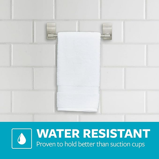 Command Towel Bar with Water Resistant Strips, Organize Your Bathroom, Easy to Open Packaging