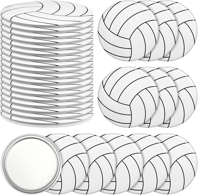Taiyin 18 Pcs Volleyball Gifts for Team Bulk Valentines Volleyball Compact Mirror Round Sport Makeup Pocket Mirror 2.76 Inch Portable for Team Player Accessories Party Supplies