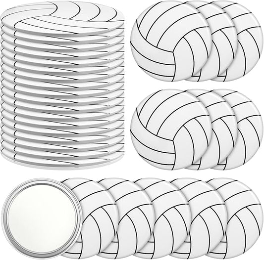 Taiyin 18 Pcs Volleyball Gifts for Team Bulk Valentines Volleyball Compact Mirror Round Sport Makeup Pocket Mirror 2.76 Inch Portable for Team Player Accessories Party Supplies