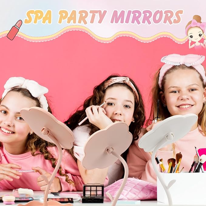 GlikCeil 8 Pcs Flower Shaped Mirror Spa Party Makeup Mirror Sleepover Party Favor for Spa Sleepover Slumber Birthday