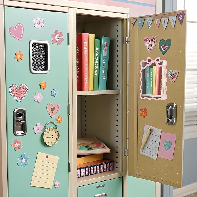 FYSUIMU Pink Bow Locker Mirror 5.5 x 7.5 Inch Small Acrylic Wall Mirror with Adhesive Backing Scalloped Coquette Bowknot Makeup Mirrors Cute Lockers Decoration for Women Girls Dorm Office School