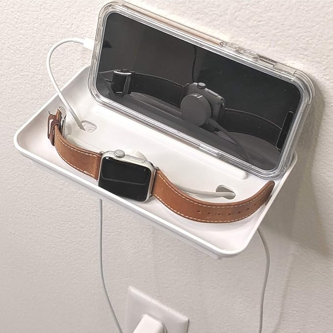 Wonder Shelf ?€? Small Adhesive Floating Wall Shelf for Bathroom, Over Toilet Paper Holder Mini Storage Rack for Phone, Wipes, Tablet, or D??cor (1, White with Holes)