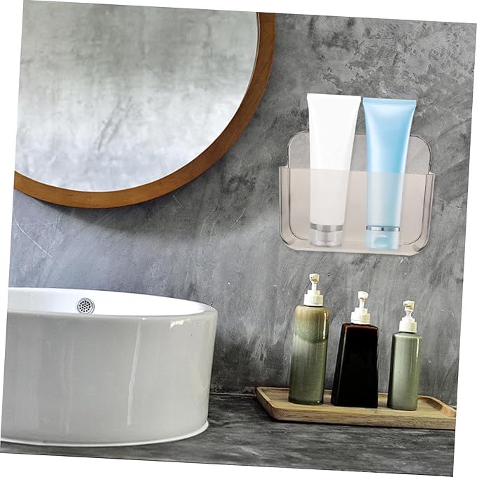PartyKindom Wall Mounted Bathroom Holder Clear Acrylic Sundries Storage Shelf with Draining Space-Saving Organizer Shelf for Bathroom and Kitchen Small Rounded Design No-Drill Installation