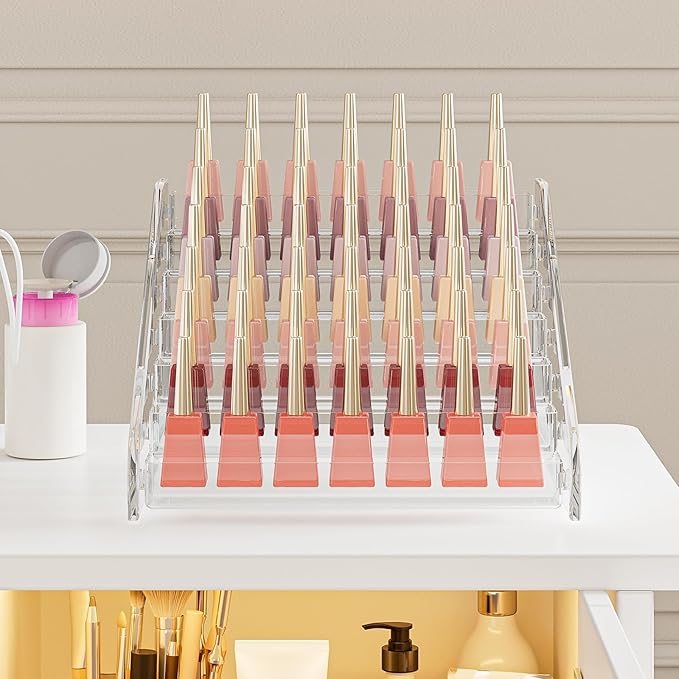 Acrylic Nail Polish Organizer Rack, 7 Tier Holder Stand for Nail Polish Holder Sunglasses Organizer Essential Oils Holder Clear Eyeglasses Display Case Makeup Organizer???Transparent???