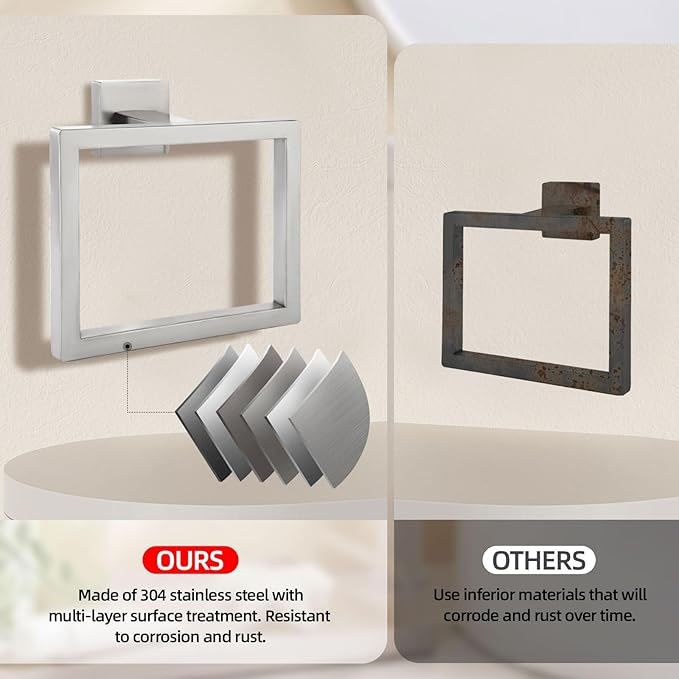 Brushed Nickel Towel Ring Towel Holder for Bathroom Bath Towel Hanger Stainless Steel Bathroom Hardware Accessories Wall-Mounted Towel Rack