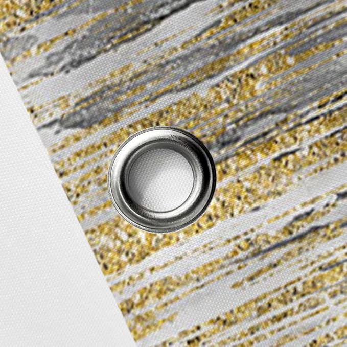 JAWO Abstract Shower Curtain, Modern Aesthetic Stripe Shower Curtain Sets with 12 Hooks for Bathtub Bathroom Gray Yellow Contemporary Abstract Painting Fabric