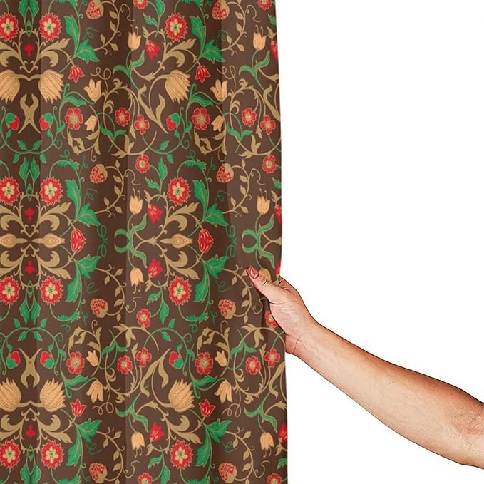William Morris Original Design Vintage Shower Curtain Furniture Bathroom Fabric Decorations Washable Shower Curtain with Hooks 72x84 Inches(183x214cm), Style-1